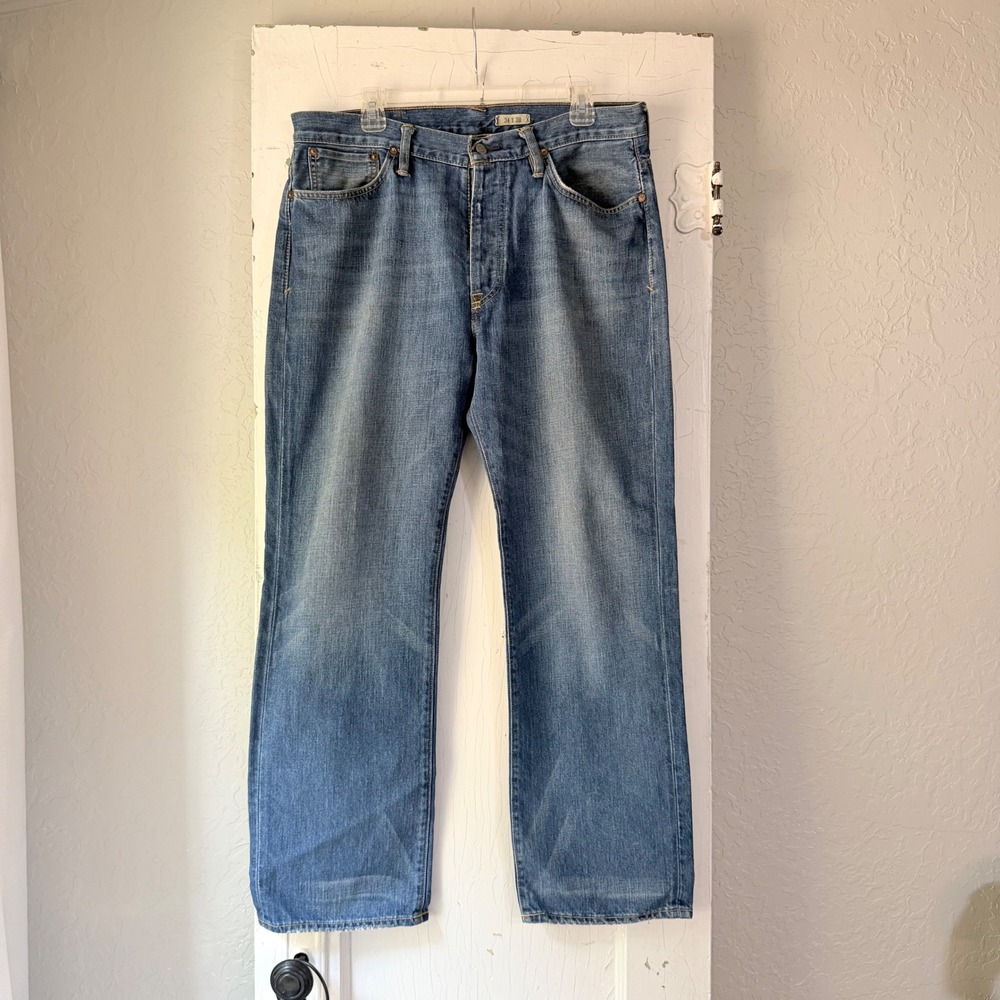 Polo Ralph Lauren Vintage 67 Mens Blue Straight Leg Button Fly Jeans 34x30